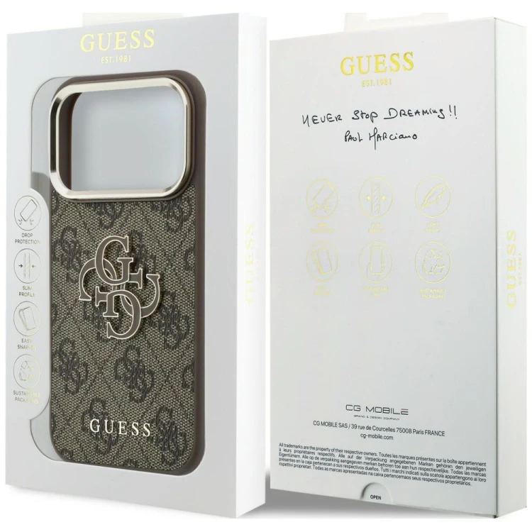 Etui Guess 4G & Big Resin Logo do Apple iPhone 18 Pro / 17 Pro brązowy