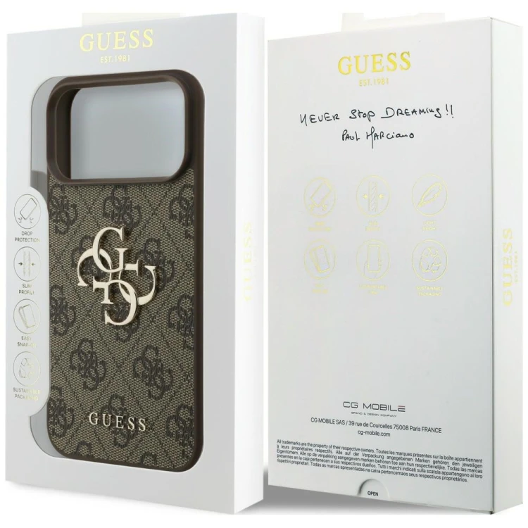 Etui Guess 4G Big Logo do Apple iPhone 18 Pro / 17 Pro brązowy