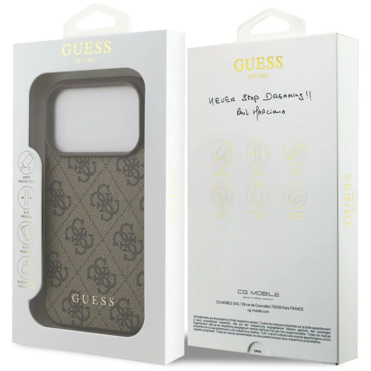 Etui Guess 4G Classic do Apple iPhone 18 Pro / 17 Pro brązowy