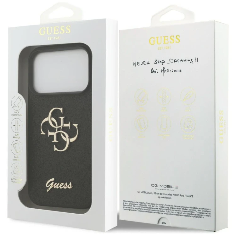 Etui Guess Fixed Glitter Big 4G do Apple iPhone 18 Pro / 17 Pro czarny