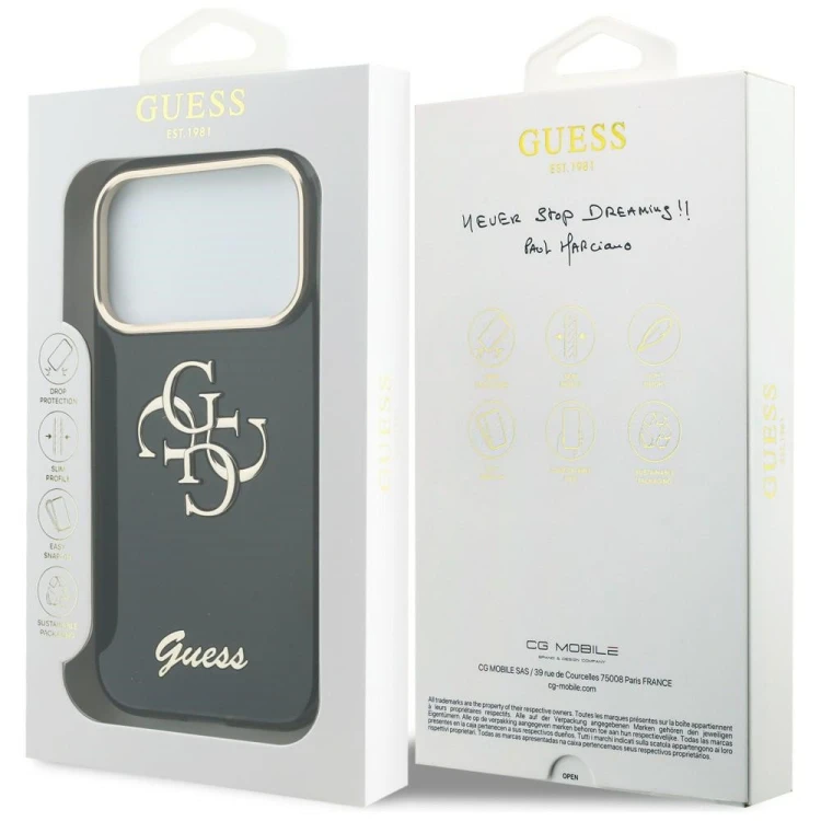 Etui Guess IML 4G Script Metal do Apple iPhone 18 Pro / 17 Pro czarny