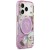 Etui Guess IML Glitter Flowers Triangle MagSafe do Apple iPhone 18 Pro / 17 Pro fioletowy