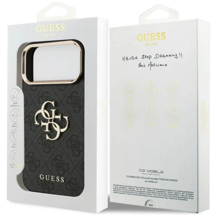Etui Guess 4G Big 4G Classic Logo do Apple iPhone 18 Pro Max / 17 Pro Max czarny złoty