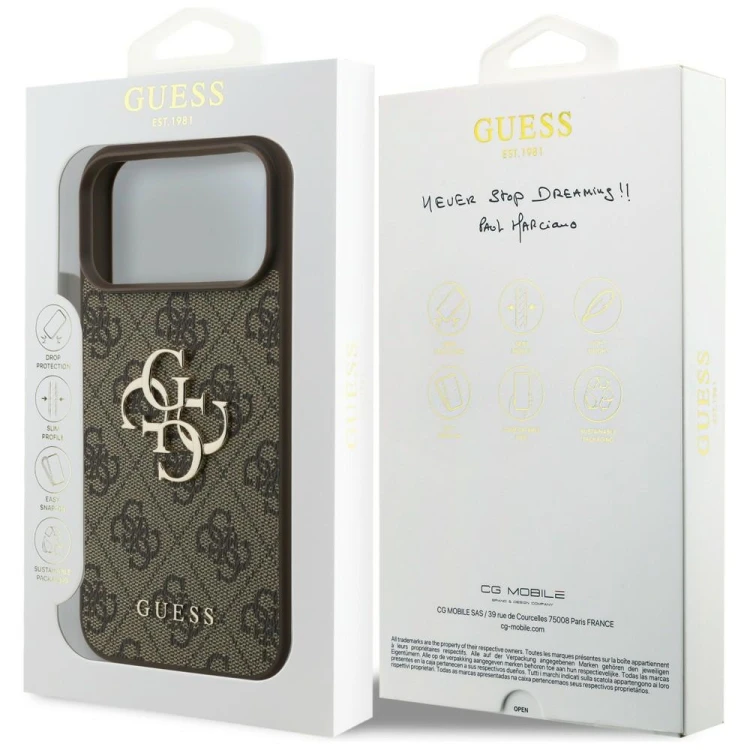 Etui Guess 4G Big Logo do Apple iPhone 18 Pro Max / 17 Pro Max brązowy