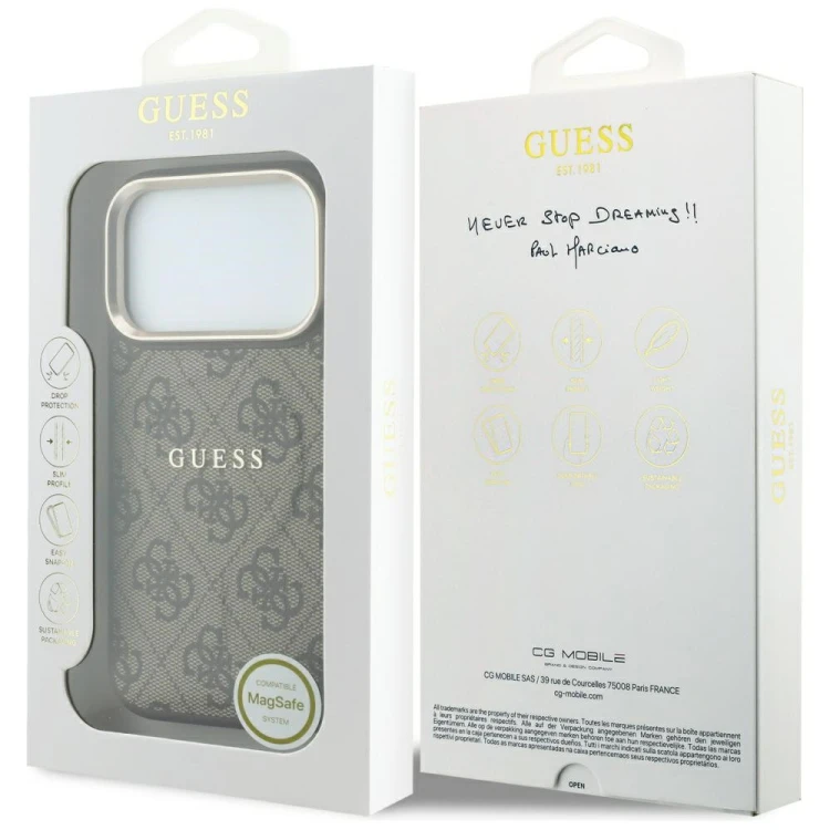 Etui Guess Embossed 4G Classic MagSafe do Apple iPhone 18 Pro Max / 17 Pro Max brązowy