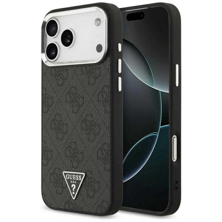 Etui Guess 4G Triangle Logo MagSafe do Apple iPhone 18 Pro Max / 17 Pro Max czarny srebrny