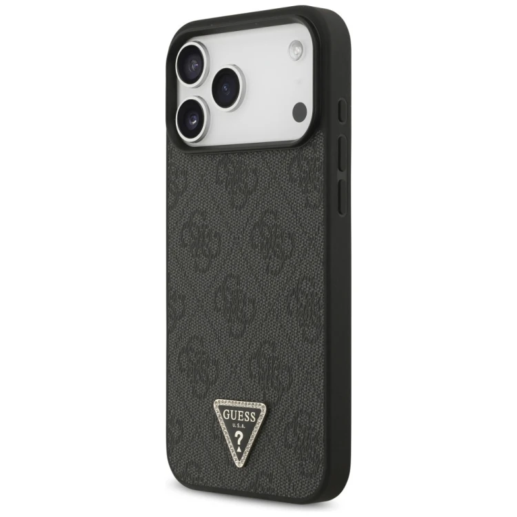 Etui Guess Leather 4G Triangle Strass MagSafe do Apple iPhone 18 Pro Max / 17 Pro Max czarny