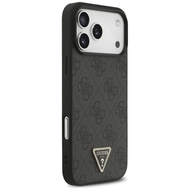 Etui Guess Leather 4G Triangle Strass MagSafe do Apple iPhone 18 Pro Max / 17 Pro Max czarny