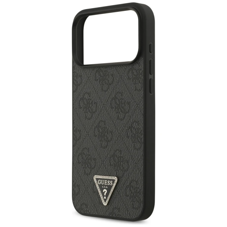 Etui Guess Leather 4G Triangle Strass MagSafe do Apple iPhone 18 Pro Max / 17 Pro Max czarny