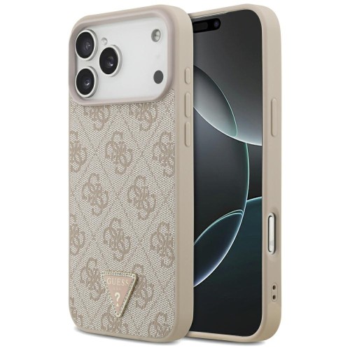 Etui Guess Leather 4G Triangle Strass MagSafe do Apple iPhone 18 Pro Max / 17 Pro Max różowy