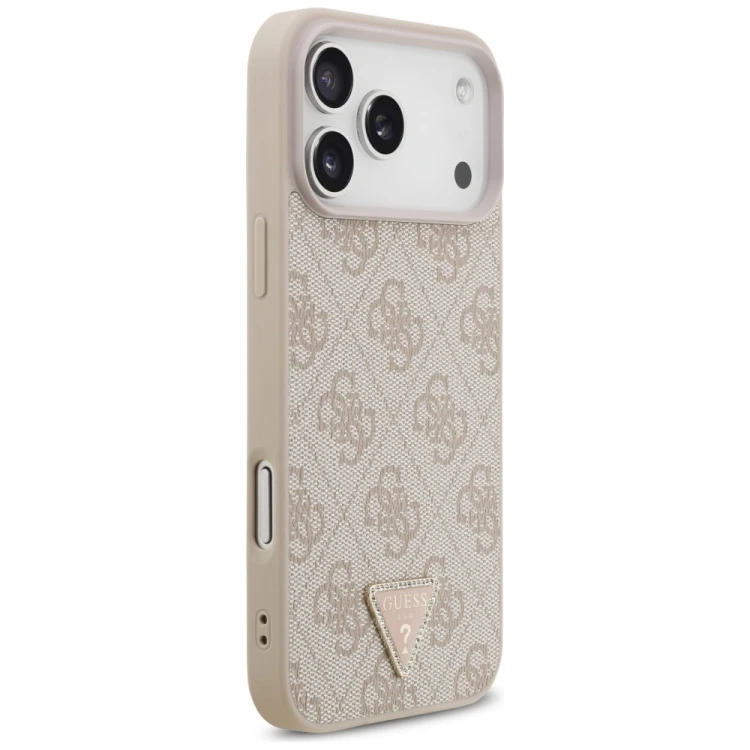 Etui Guess Leather 4G Triangle Strass MagSafe do Apple iPhone 18 Pro Max / 17 Pro Max różowy