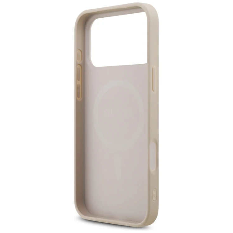 Etui Guess Leather 4G Triangle Strass MagSafe do Apple iPhone 18 Pro Max / 17 Pro Max różowy