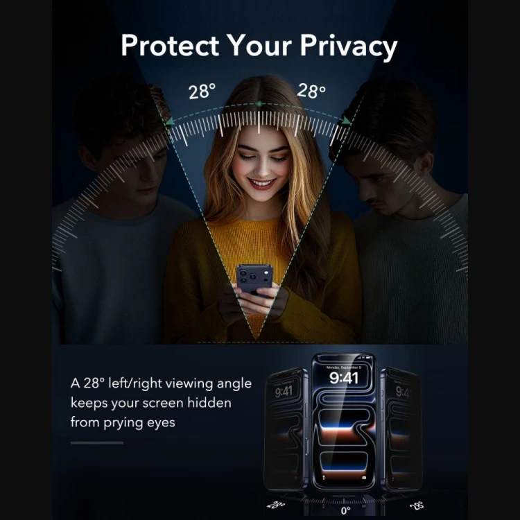 Szkło prywatyzujące ESR UltraFit Armorite Tempered Glass do Apple iPhone 18 Pro Privacy [2 PACK]