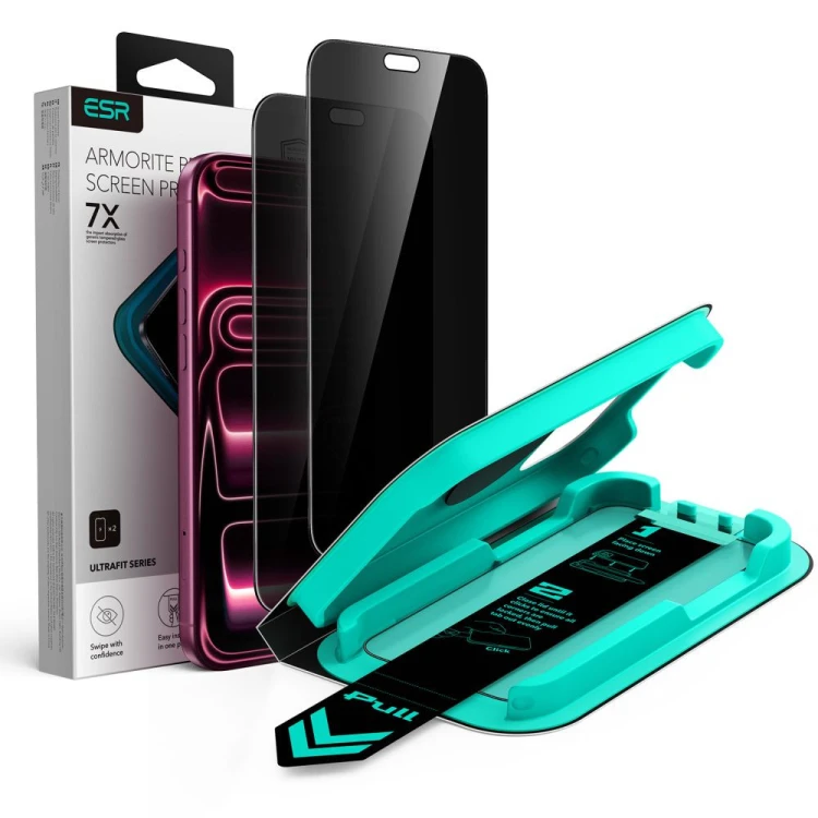 Szkło prywatyzujące ESR UltraFit Armorite Tempered Glass do Apple iPhone 18 Pro Max Privacy [2 PACK]
