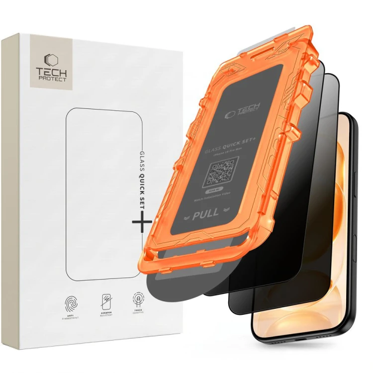 Szkło prywatyzujące Tech-Protect Quick Set Spy+ do Apple iPhone 18 Pro Max Privacy [2 PACK]