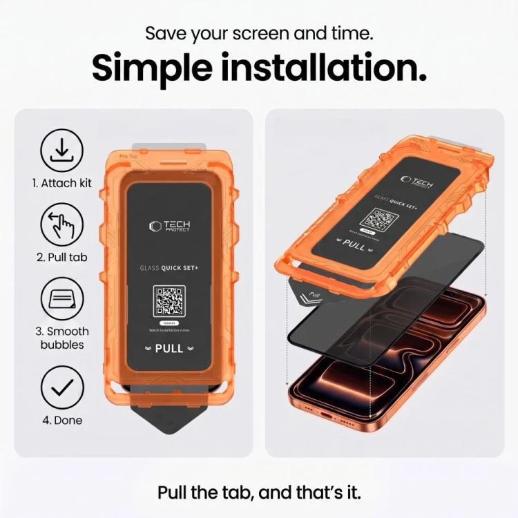 Szkło prywatyzujące Tech-Protect Quick Set Spy+ do Apple iPhone 18 Pro Max Privacy [2 PACK]