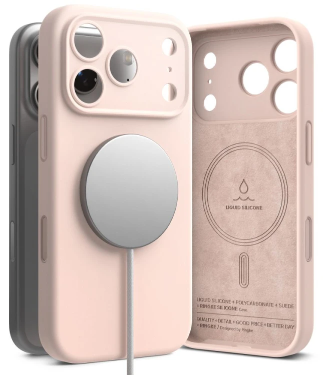 Etui Ringke Silicone Magnetic MagSafe do Apple iPhone 18 Pro Pink Sand