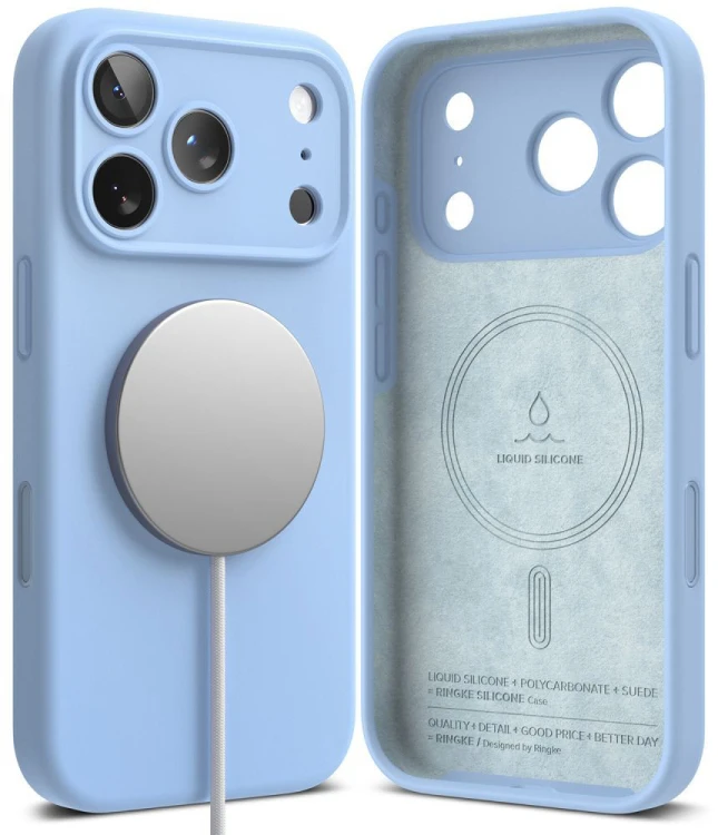 Etui Ringke Silicone Magnetic MagSafe do Apple iPhone 18 Pro Max Light Blue