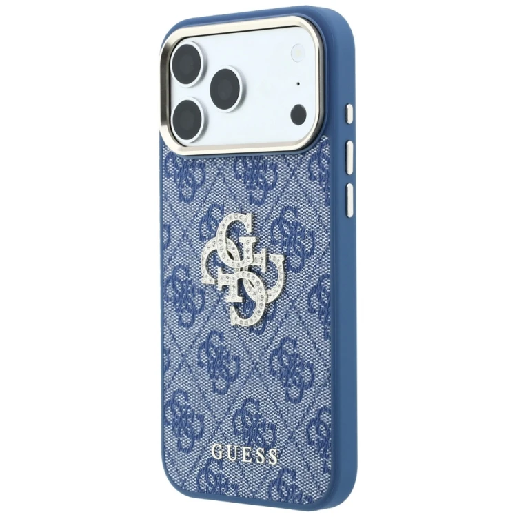 Etui Guess 4G & Big Strass Logo do Apple iPhone 18 Pro / 17 Pro niebieski