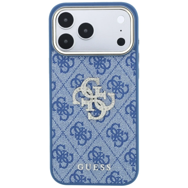 Etui Guess 4G & Big Strass Logo do Apple iPhone 18 Pro / 17 Pro niebieski