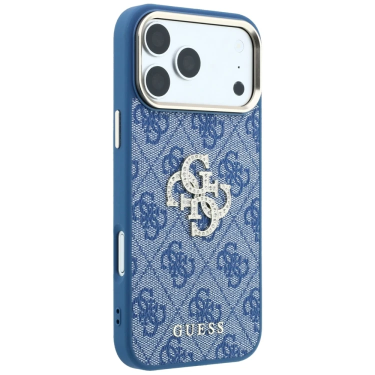 Etui Guess 4G & Big Strass Logo do Apple iPhone 18 Pro / 17 Pro niebieski
