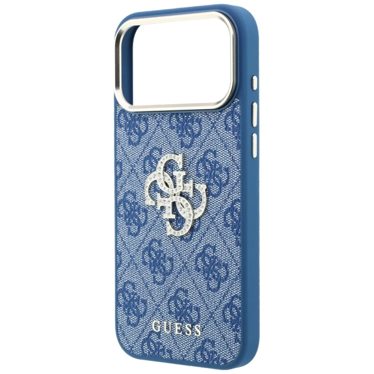 Etui Guess 4G & Big Strass Logo do Apple iPhone 18 Pro / 17 Pro niebieski