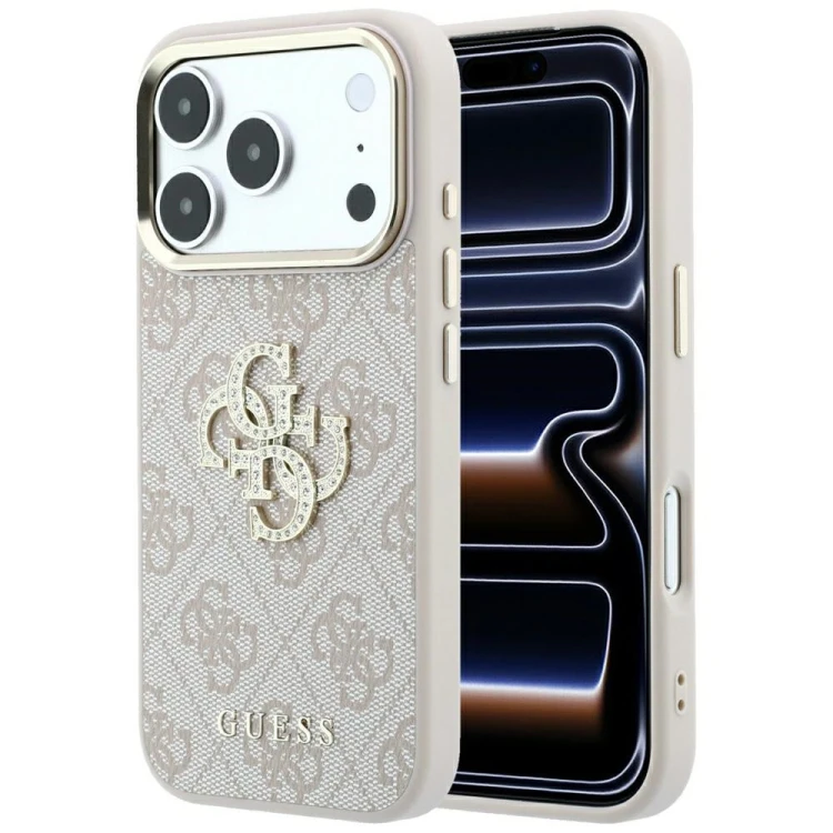Etui Guess 4G & Big Strass Logo do Apple iPhone 18 Pro / 17 Pro różowy