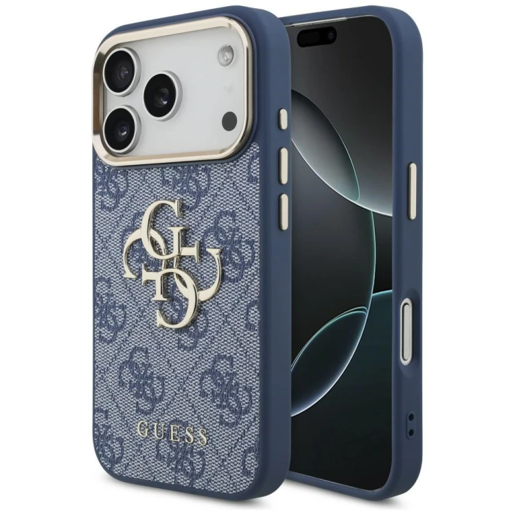 Etui Guess 4G Big 4G Classic Logo do Apple iPhone 18 Pro / 17 Pro niebieski złoty