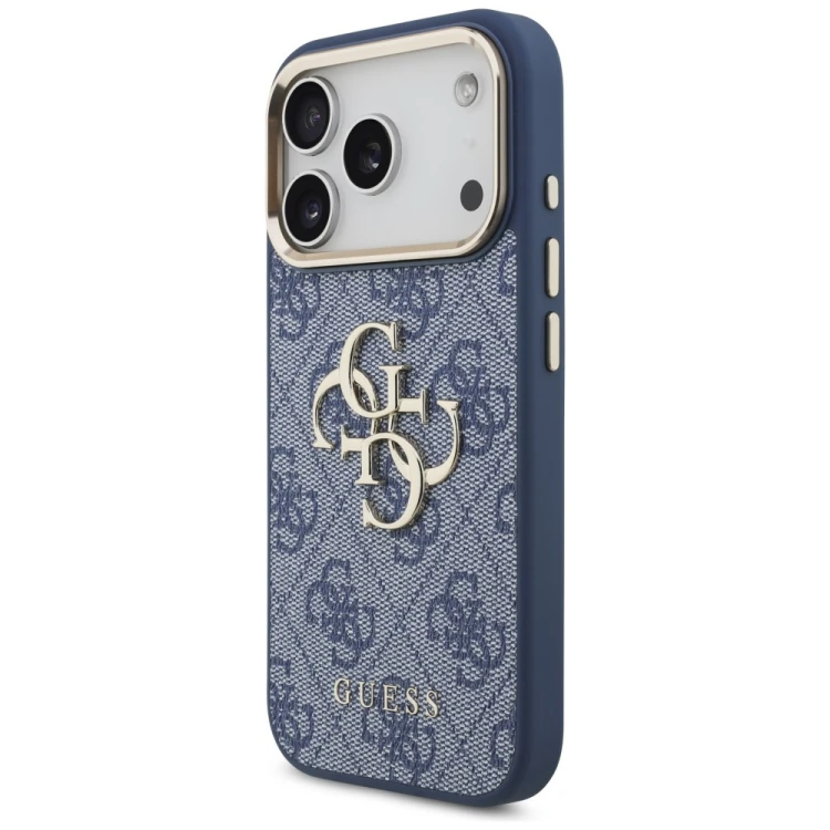 Etui Guess 4G Big 4G Classic Logo do Apple iPhone 18 Pro / 17 Pro niebieski złoty