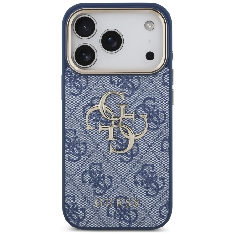 Etui Guess 4G Big 4G Classic Logo do Apple iPhone 18 Pro / 17 Pro niebieski złoty