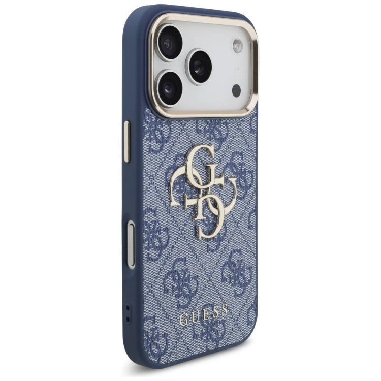 Etui Guess 4G Big 4G Classic Logo do Apple iPhone 18 Pro / 17 Pro niebieski złoty