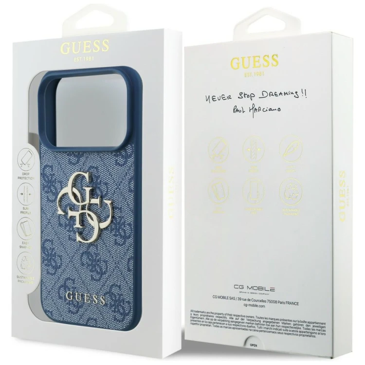 Etui Guess 4G Big Logo do Apple iPhone 18 Pro / 17 Pro niebieski