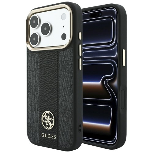 Etui Guess 4G with Stripe Round and Classic Logos MagSafe do Apple iPhone 18 Pro / 17 Pro czarny