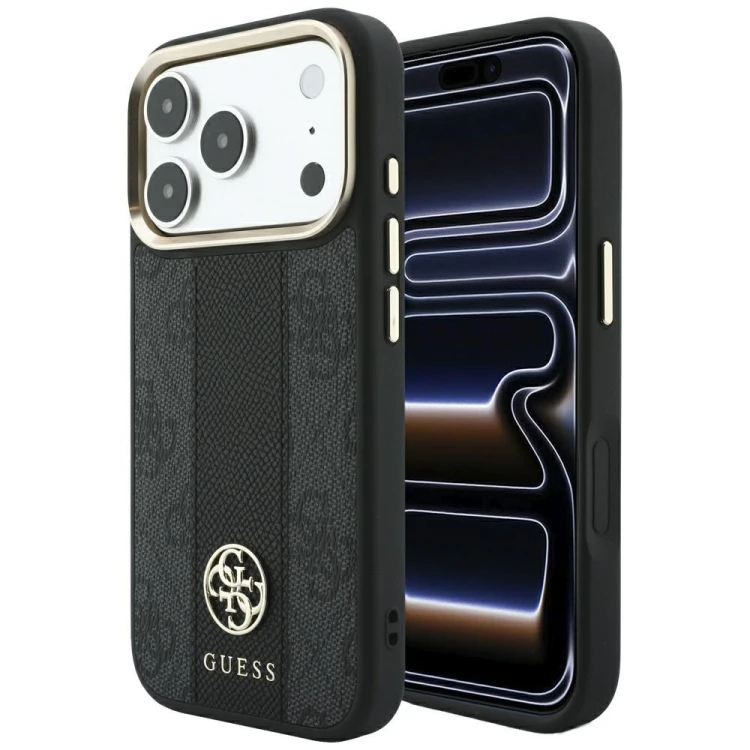 Etui Guess 4G with Stripe Round and Classic Logos MagSafe do Apple iPhone 18 Pro / 17 Pro czarny
