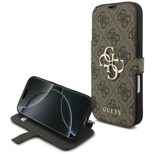 Etui Guess Book 4G Metal Logo do Apple iPhone 18 Pro / 17 Pro brązowy