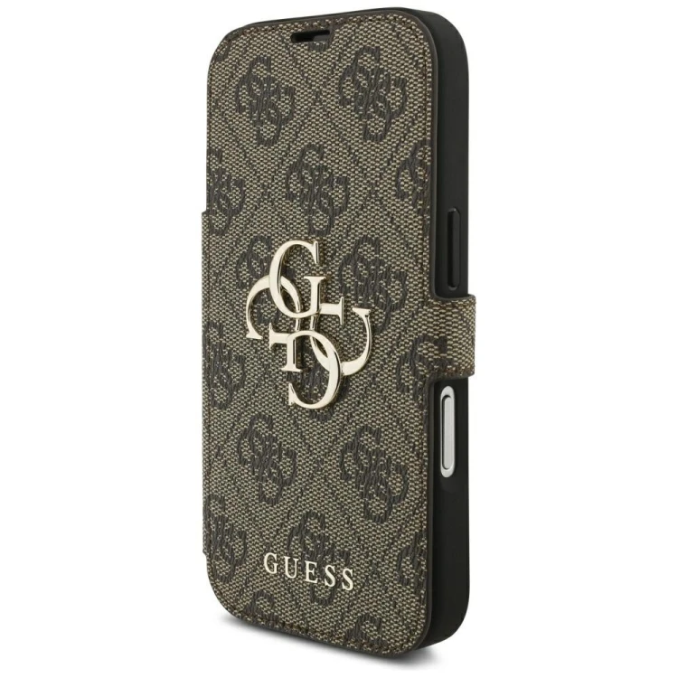 Etui Guess Book 4G Metal Logo do Apple iPhone 18 Pro / 17 Pro brązowy