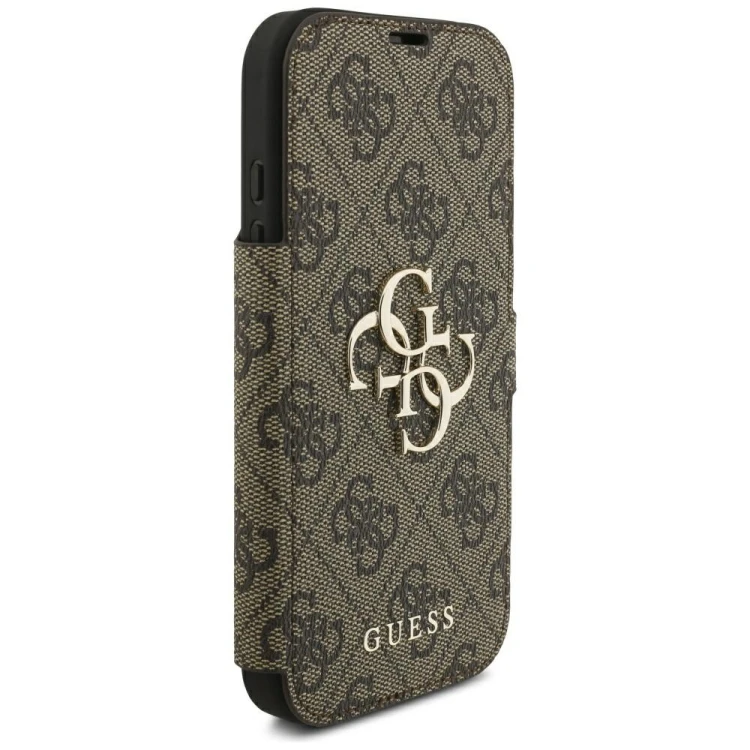 Etui Guess Book 4G Metal Logo do Apple iPhone 18 Pro / 17 Pro brązowy