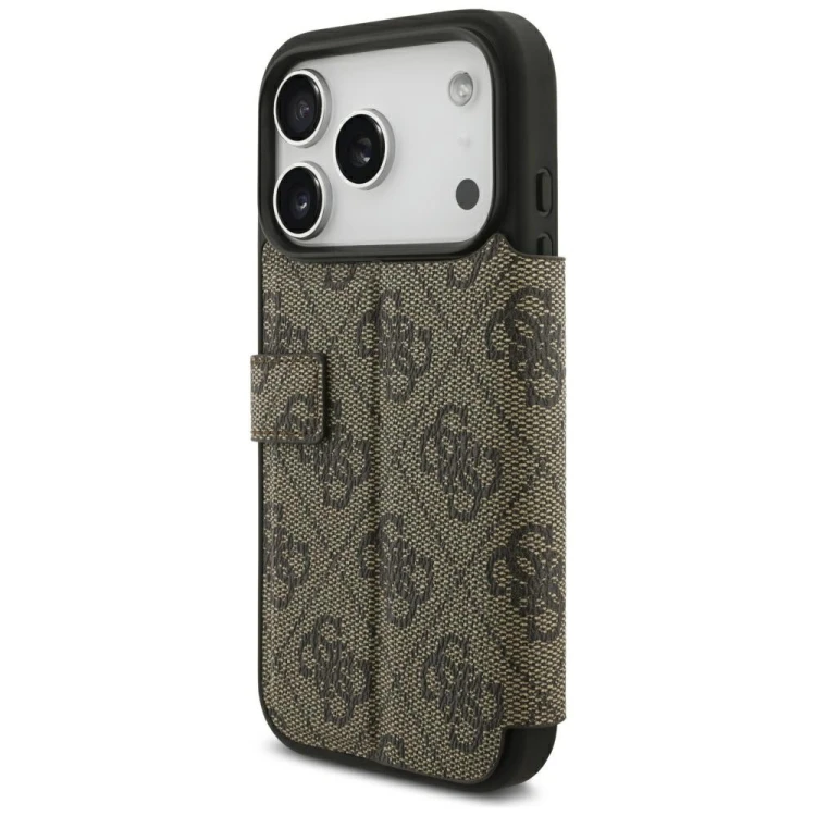 Etui Guess Book 4G Metal Logo do Apple iPhone 18 Pro / 17 Pro brązowy