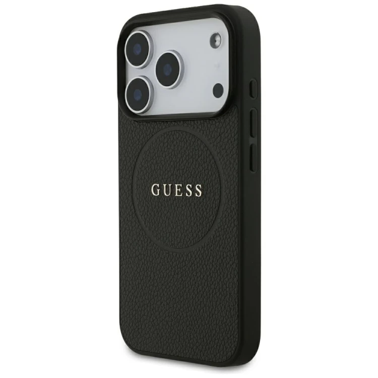 Etui Guess Grained Gold Ring MagSafe do Apple iPhone 18 Pro / 17 Pro czarny