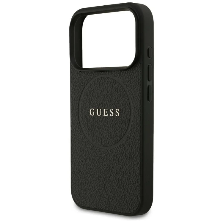 Etui Guess Grained Gold Ring MagSafe do Apple iPhone 18 Pro / 17 Pro czarny