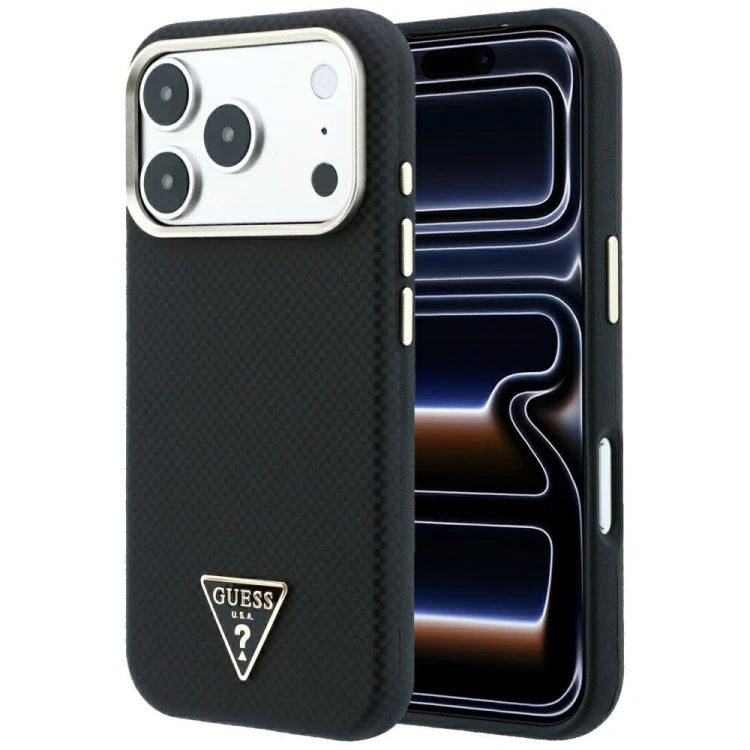 Etui Guess Kevlar Triangle Logo MagSafe do Apple iPhone 18 Pro / 17 Pro czarny