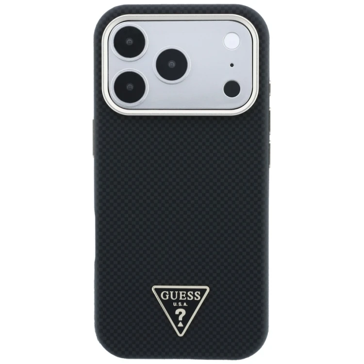 Etui Guess Kevlar Triangle Logo MagSafe do Apple iPhone 18 Pro / 17 Pro czarny