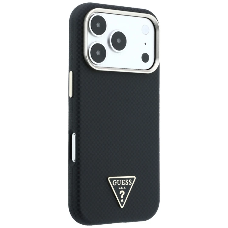 Etui Guess Kevlar Triangle Logo MagSafe do Apple iPhone 18 Pro / 17 Pro czarny