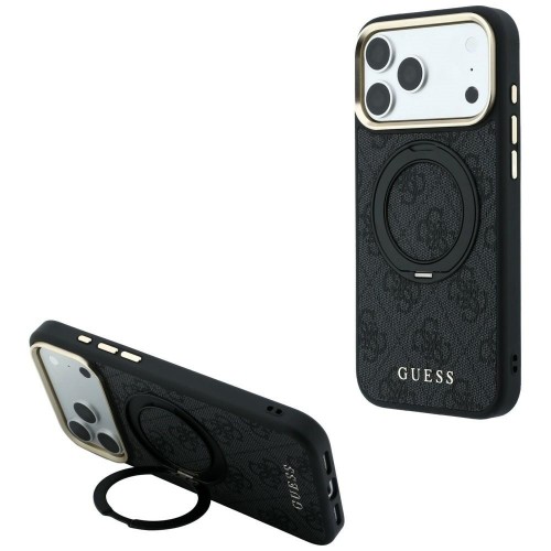 Etui Guess Ring Stand 360 4G Classic Logo MagSafe do Apple iPhone 18 Pro / 17 Pro czarny