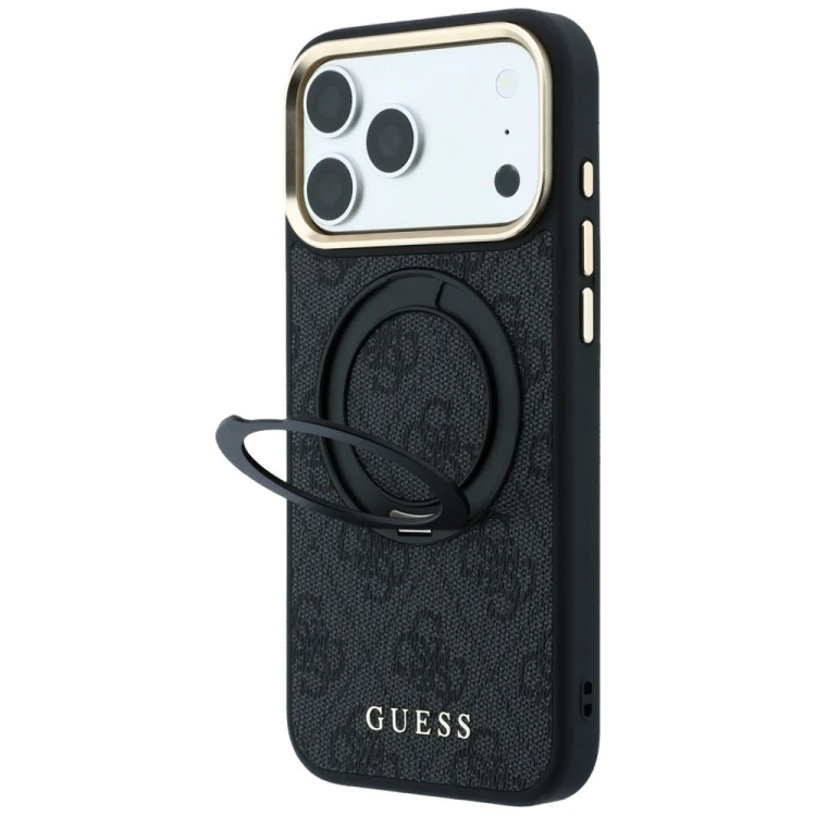 Etui Guess Ring Stand 360 4G Classic Logo MagSafe do Apple iPhone 18 Pro / 17 Pro czarny