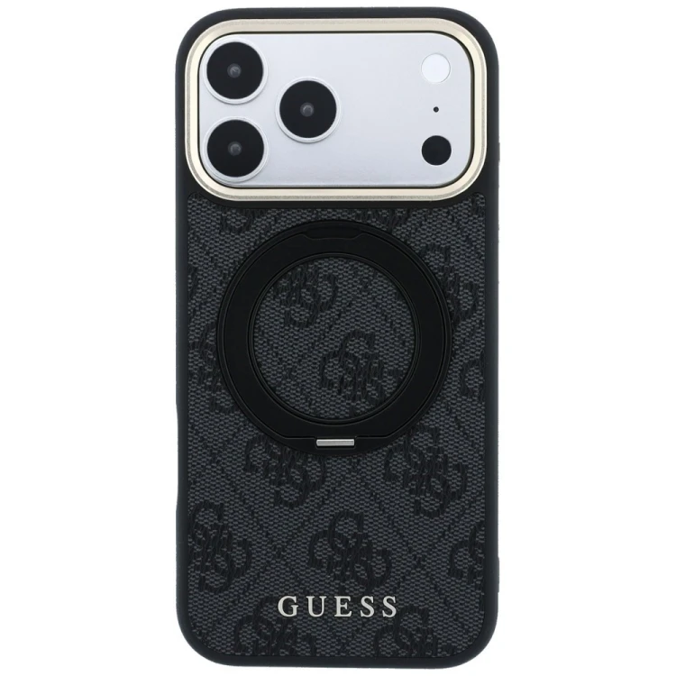 Etui Guess Ring Stand 360 4G Classic Logo MagSafe do Apple iPhone 18 Pro / 17 Pro czarny