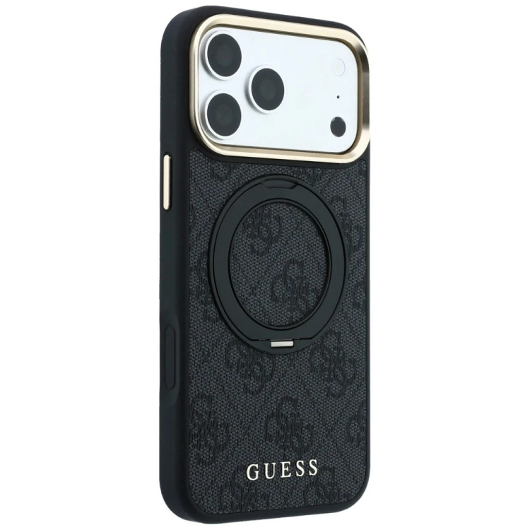 Etui Guess Ring Stand 360 4G Classic Logo MagSafe do Apple iPhone 18 Pro / 17 Pro czarny