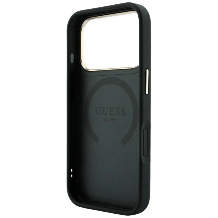 Etui Guess Saffiano Peony & Ring MagSafe do Apple iPhone 18 Pro / 17 Pro czarny