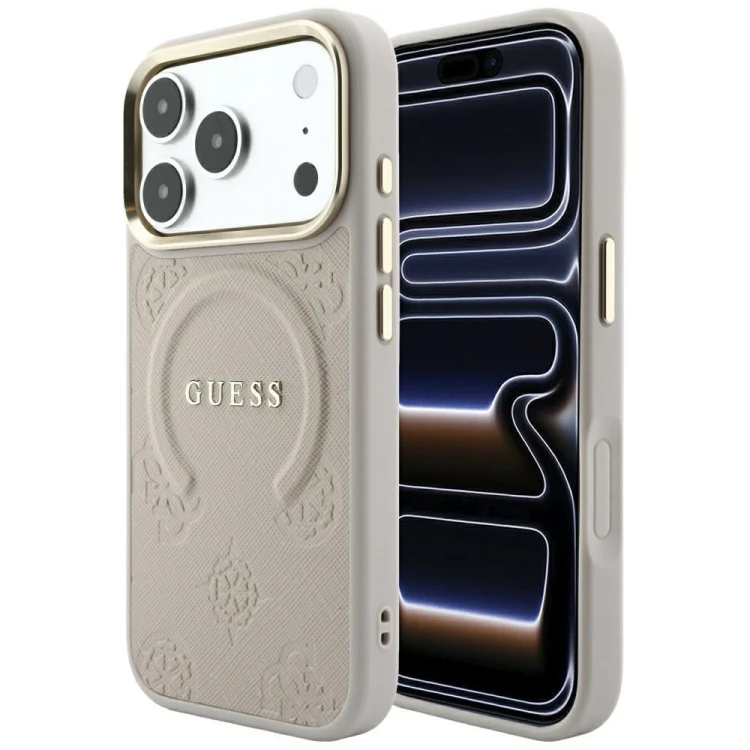 Etui Guess Saffiano Peony & Ring MagSafe do Apple iPhone 18 Pro / 17 Pro różowy