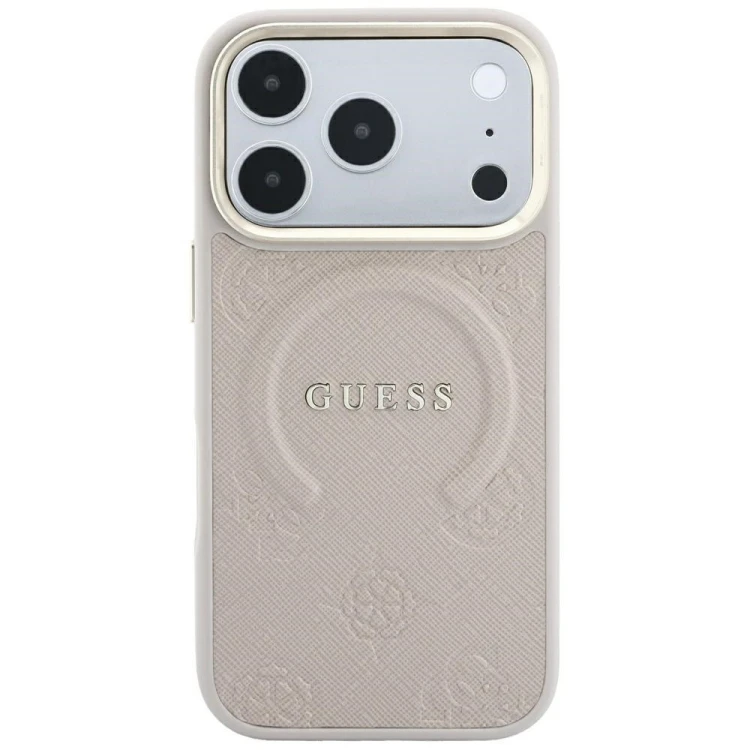 Etui Guess Saffiano Peony & Ring MagSafe do Apple iPhone 18 Pro / 17 Pro różowy